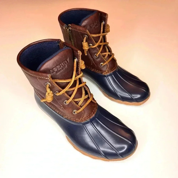 Sperry Women’s Saltwater Duck Boot Navy Blue / Brown Size- 6 - Picture 1 of 11